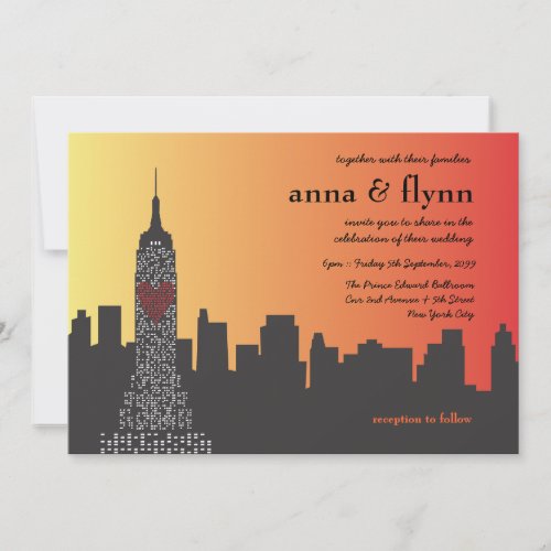 New York City at Night Wedding Invitation