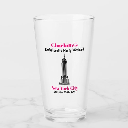 New York City Bachelor Party Girls Trip Beer Pint Glass