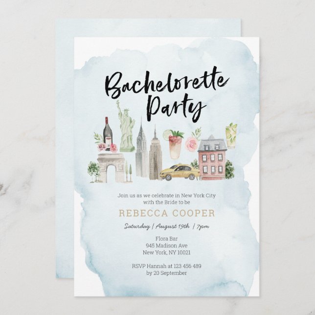 New YorK City Bachelorette Party invitation (Front/Back)