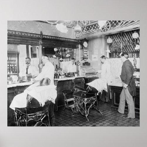 New York City Barber Shop 1895 Vintage Photo Poster