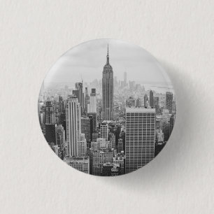 New York City Black and White Photo Button