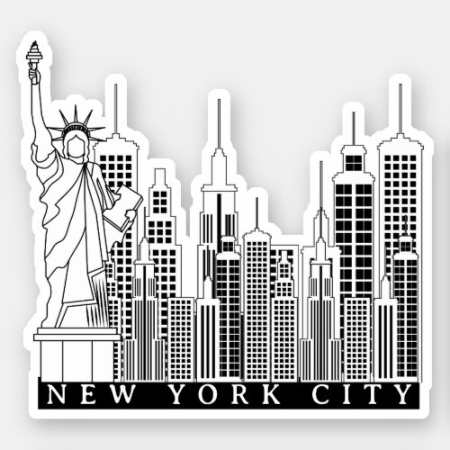 New York City Black and White Silhouette Sticker