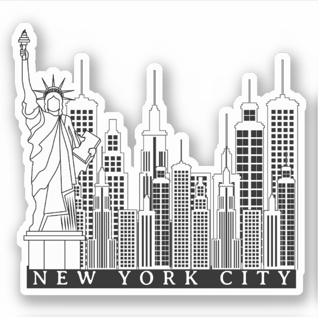 New York City Black and White Silhouette Sticker (Front)