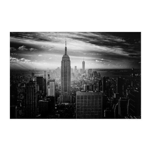 New York City Black and White Skyline Acrylic Print