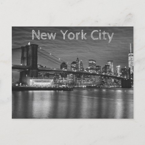 New York City Black and White Skyline Postcard
