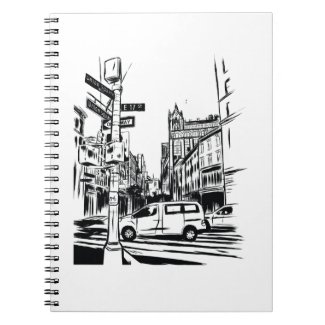 New York City Black and White Urban Street Scene Notebook
