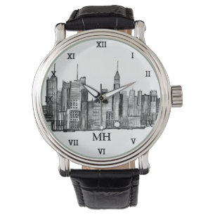 New York City Black Modern Skyline Travel NYC Watch