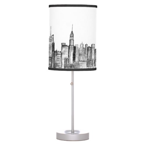 New York City Black watercolor vintage trendy Table Lamp