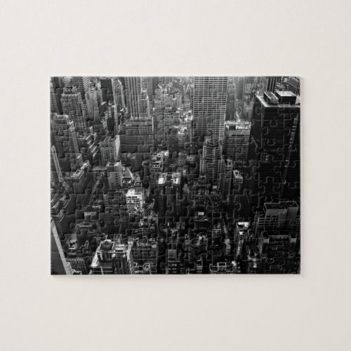 new york city black  white street scene jigsaw puzzle