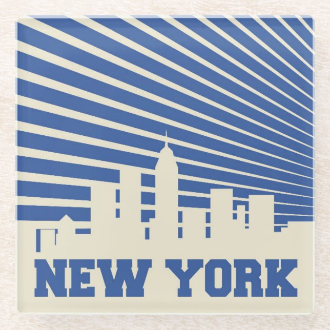 New York City Blue Glass Coaster (Front)