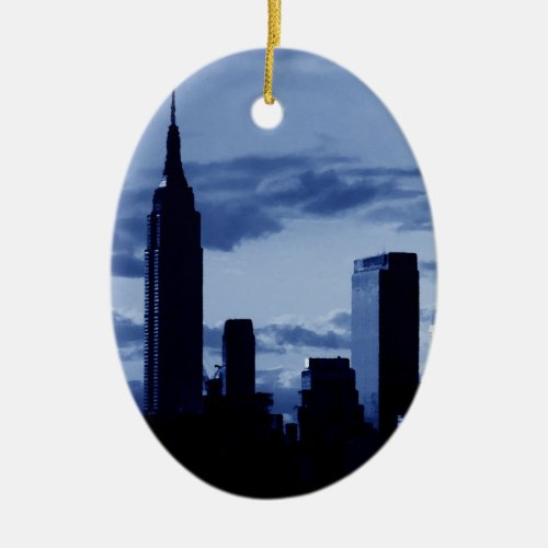 New York City  Blue Night Ceramic Ornament