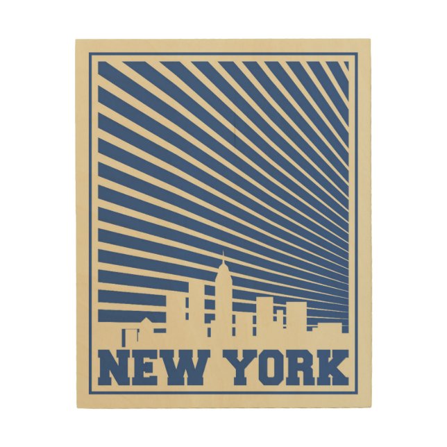 New York City Blue Wood Wall Art (Front)