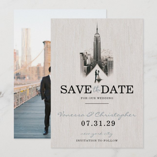 New York City Bride & Groom Save The Date (Front/Back)