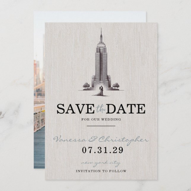 New York City Bride & Groom Save The Date (Front/Back)