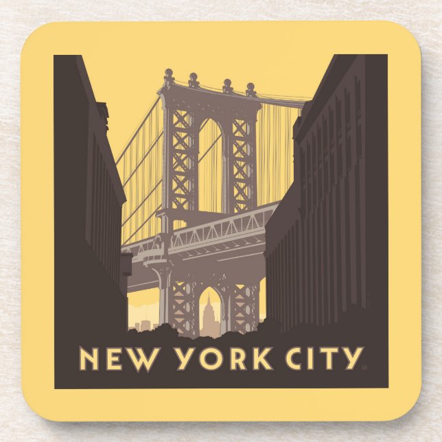 New York City | Brooklyn Bridge Beverage Coaster (Front)