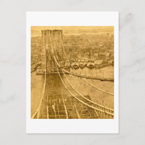 New York City Brooklyn Bridge Construction 1870s Postcard