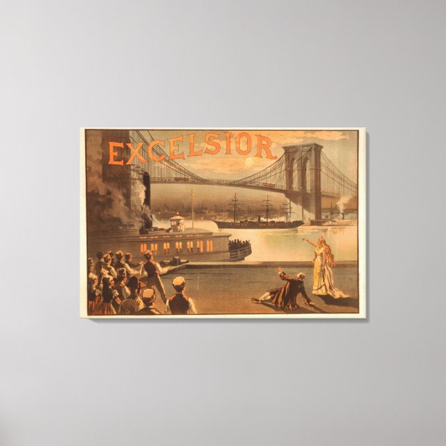 New York City Brooklyn Bridge "Excelsior" Canvas Print (Front)