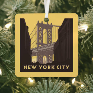 New York City   Brooklyn Bridge Metal Ornament