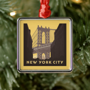 New York City   Brooklyn Bridge Metal Ornament