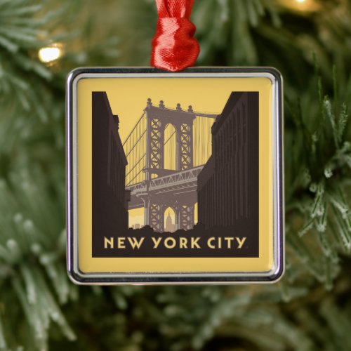 New York City  Brooklyn Bridge Metal Ornament