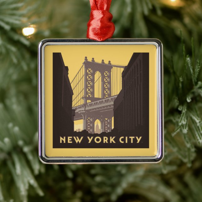 New York City | Brooklyn Bridge Metal Ornament (Tree)