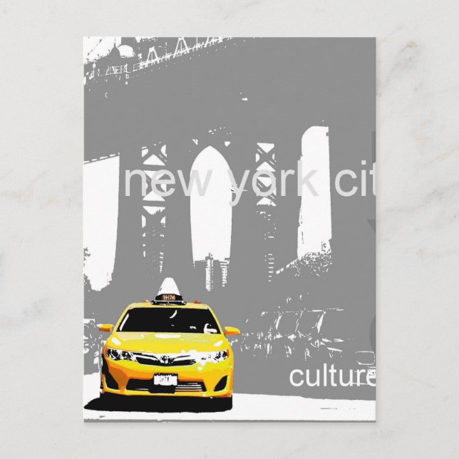 New York City Brooklyn Bridge Nyc Yellow Taxi Postcard (Front)