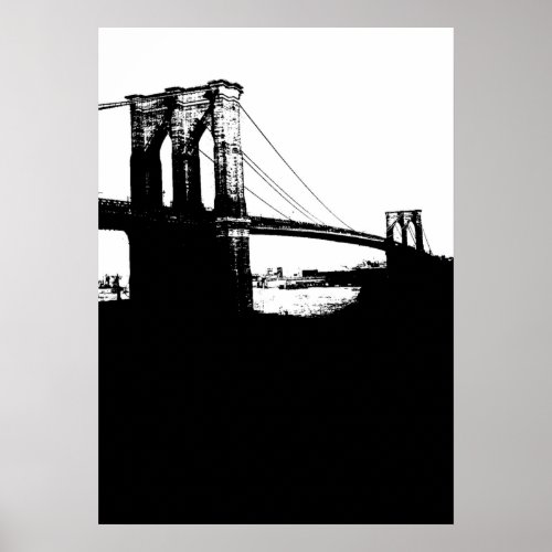 New York City Brooklyn Bridge Silhouette Pop Art Poster