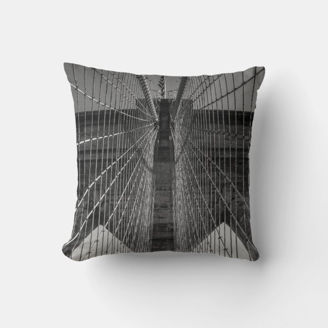 New York City Brooklyn Bridge & Skyline 2 Sided Throw Pillow (Front)