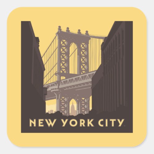 New York City  Brooklyn Bridge Square Sticker