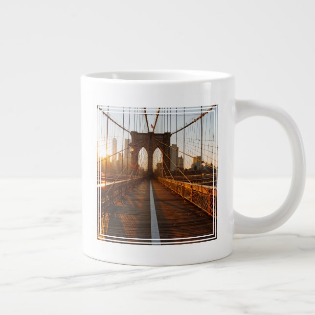 New York City Brooklyn Bridge Sunrise Giant Coffee Mug (Right)