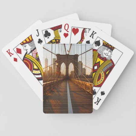 New York City Brooklyn Bridge Sunrise Playing Cards