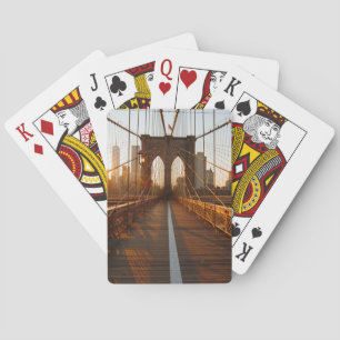New York City Brooklyn Bridge Sunrise Poker Cards