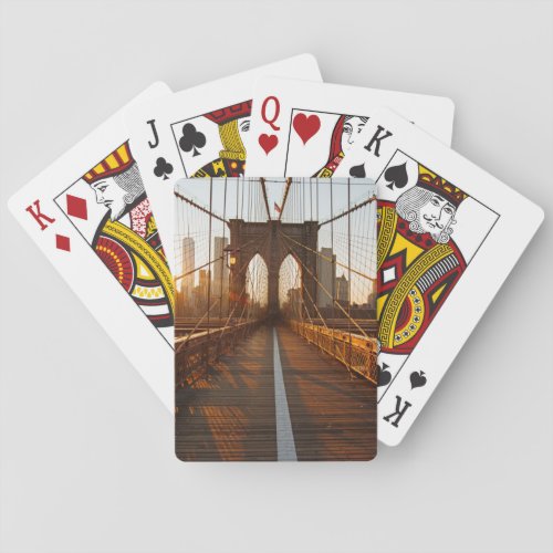 New York City Brooklyn Bridge Sunrise Poker Cards