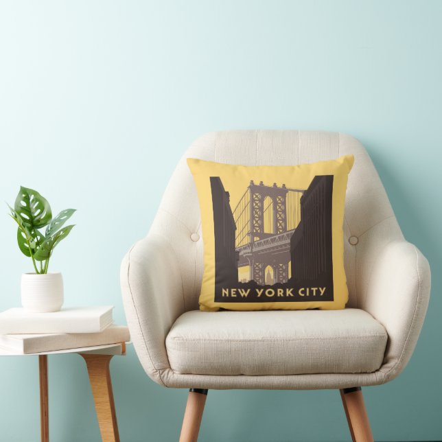 New York City | Brooklyn Bridge Throw Pillow (Chair)