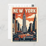 New York City brooklyn bridge Vintage classic car Postcard