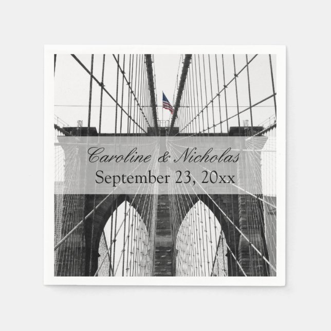 New York City Brooklyn Bridge Wedding Paper Napkins (Front)