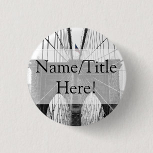 New York City Brooklyn Bridge Wedding Pinback Button