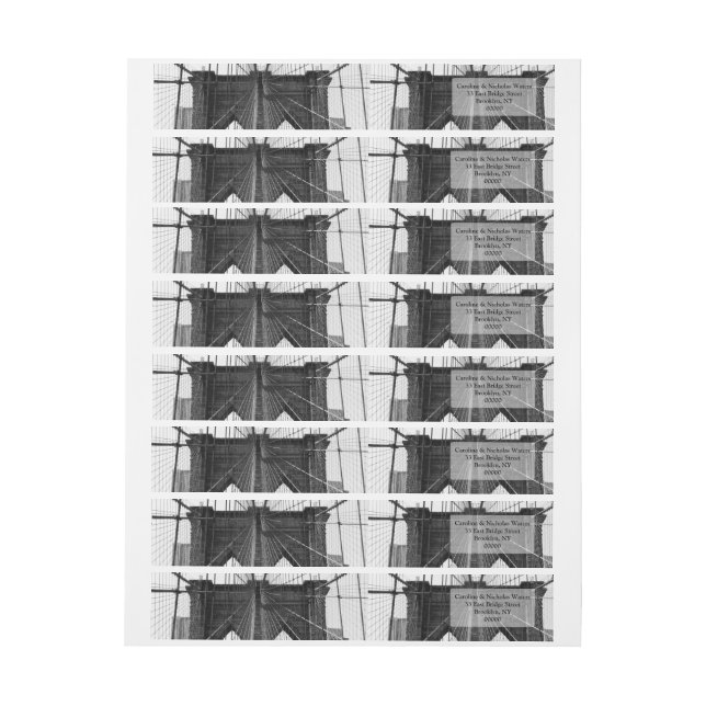 New York City Brooklyn Bridge Wedding Wrap Around Label (Sheet)