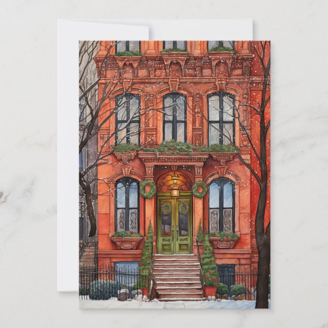 New York City Brownstone Christmas Card (Front)