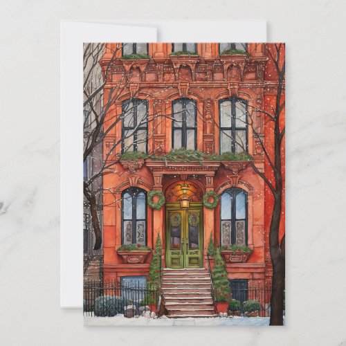 New York City Brownstone Christmas Card