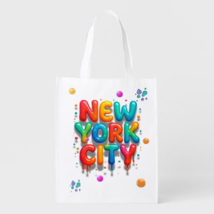 New York City Bubble Letters Grocery Bag