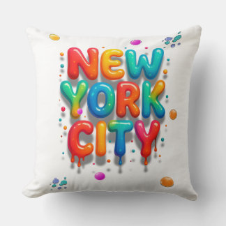New York City Bubble Letters Throw Pillow