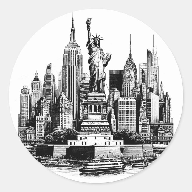 New york City Buildings Architecture art Classic Round Sticker (Front)