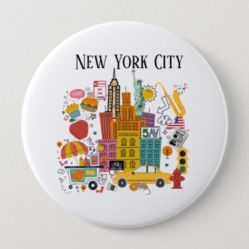 New York City Cartoon Style Button