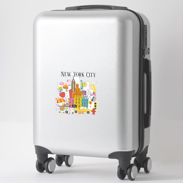 New York City Cartoon Style Sticker (Suitcase)