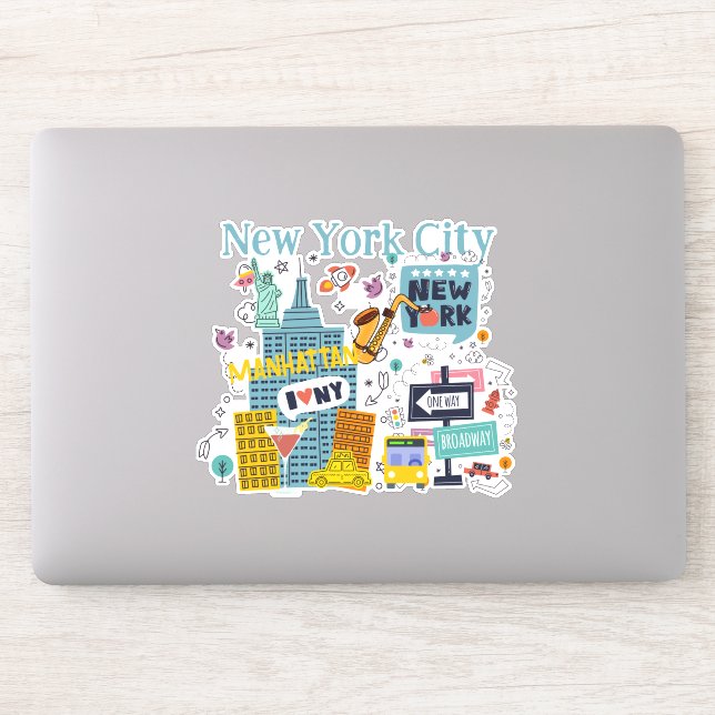 New York City Cartoon Style Sticker (Computer)