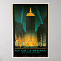 New York City Central Building Travel Art Poster