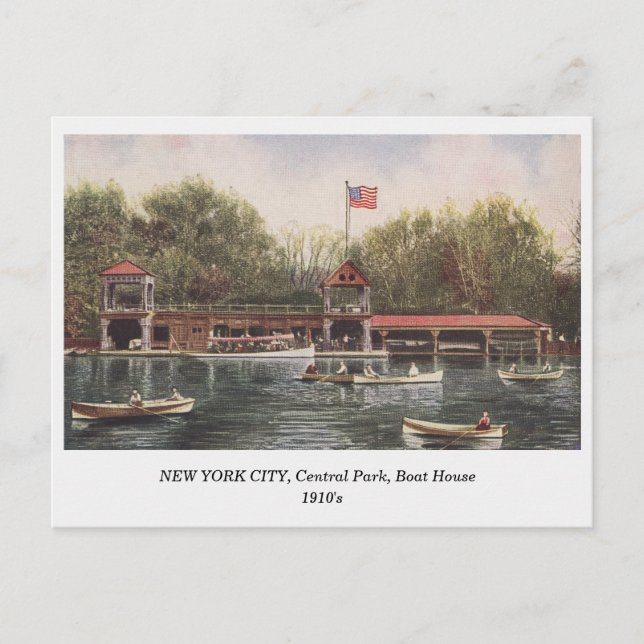 NEW YORK CITY Central Park Boat House old postcard (Front)