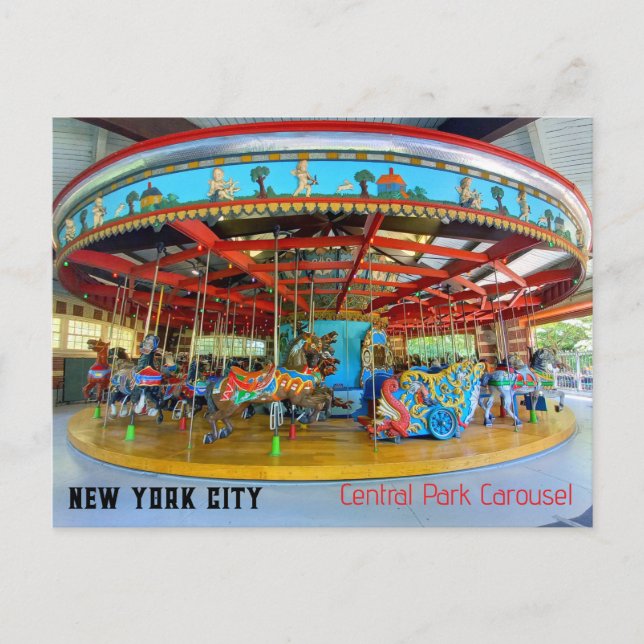 New York City - Central Park Carousel Postcard (Front)