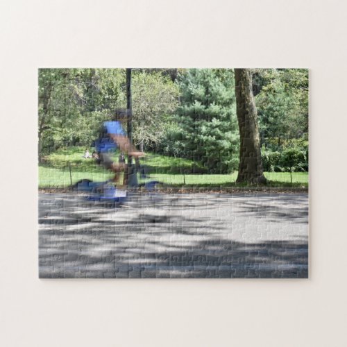 New York City Central Park Cyclist Photography NYC Jigsaw Puzzle